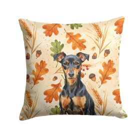 Manchester Terrier Heirloom Fall Throw Pillow Decorative Indoor Outdoor Accent Cushion for Couch, Bed or Patio, 14Hx14W
