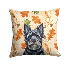 Black Skye Terrier Heirloom Fall Throw Pillow Decorative Indoor Outdoor Accent Cushion for Couch, Bed or Patio, 14Hx14W