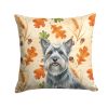 Gray Skye Terrier Heirloom Fall Throw Pillow Decorative Indoor Outdoor Accent Cushion for Couch, Bed or Patio, 14Hx14W