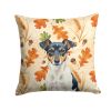 Tricolor Rat Terrier Heirloom Fall Throw Pillow Decorative Indoor Outdoor Accent Cushion for Couch, Bed or Patio, 14Hx14W