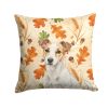 White and Tan Jack Russell Terrier Heirloom Fall Throw Pillow Decorative Indoor Outdoor Accent Cushion for Couch, Bed or Patio, 14Hx14W