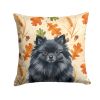 Black Pomeranian Heirloom Fall Throw Pillow Decorative Indoor Outdoor Accent Cushion for Couch, Bed or Patio, 14Hx14W