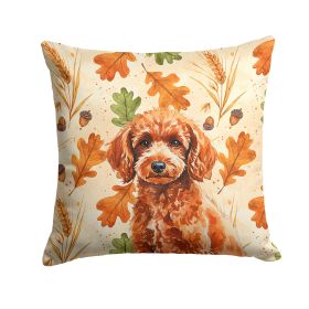 Toy Red Poodle Heirloom Fall Throw Pillow Decorative Indoor Outdoor Accent Cushion for Couch, Bed or Patio, 14Hx14W