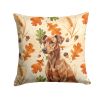 Red German Pinscher Heirloom Fall Throw Pillow Decorative Indoor Outdoor Accent Cushion for Couch, Bed or Patio, 14Hx14W