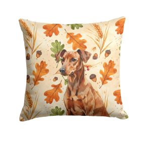 Red German Pinscher Heirloom Fall Throw Pillow Decorative Indoor Outdoor Accent Cushion for Couch, Bed or Patio, 14Hx14W