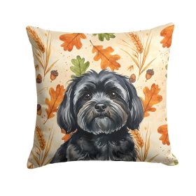 Black Lhasa Apso Heirloom Fall Throw Pillow Decorative Indoor Outdoor Accent Cushion for Couch, Bed or Patio, 14Hx14W