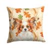 White with Red Papillon Heirloom Fall Throw Pillow Decorative Indoor Outdoor Accent Cushion for Couch, Bed or Patio, 14Hx14W
