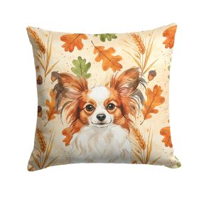 White with Red Papillon Heirloom Fall Throw Pillow Decorative Indoor Outdoor Accent Cushion for Couch, Bed or Patio, 14Hx14W