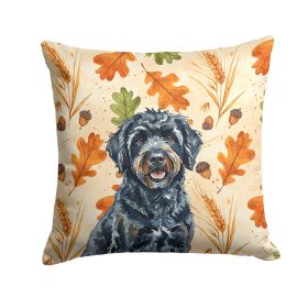 Black Portuguese Water Dog Heirloom Fall Throw Pillow Decorative Indoor Outdoor Accent Cushion for Couch, Bed or Patio, 14Hx14W