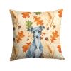Blue Italian Greyhound Heirloom Fall Throw Pillow Decorative Indoor Outdoor Accent Cushion for Couch, Bed or Patio, 14Hx14W