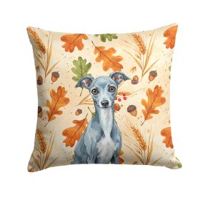 Blue Italian Greyhound Heirloom Fall Throw Pillow Decorative Indoor Outdoor Accent Cushion for Couch, Bed or Patio, 14Hx14W