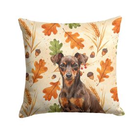 Chocolate and Rust Miniature Pinscher Min Pin Heirloom Fall Throw Pillow Decorative Indoor Outdoor Accent Cushion for Couch, Bed or Patio, 14Hx14W