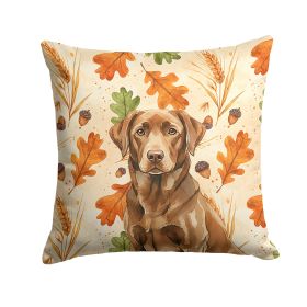 Chocolate Labrador Retriever Heirloom Fall Throw Pillow Decorative Indoor Outdoor Accent Cushion for Couch, Bed or Patio, 14Hx14W