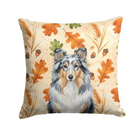 Blue Merle Sheltie Heirloom Fall Throw Pillow Decorative Indoor Outdoor Accent Cushion for Couch, Bed or Patio, 14Hx14W