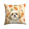 Gold and White Shih Tzu Heirloom Fall Throw Pillow Decorative Indoor Outdoor Accent Cushion for Couch, Bed or Patio, 14Hx14W