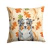 Blue Merle Australian Shepherd Heirloom Fall Throw Pillow Decorative Indoor Outdoor Accent Cushion for Couch, Bed or Patio, 18Hx18W