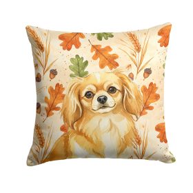 Gold Tibetan Spaniel Heirloom Fall Throw Pillow Decorative Indoor Outdoor Accent Cushion for Couch, Bed or Patio, 14Hx14W