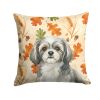 Grey and White Tibetan Spaniel Heirloom Fall Throw Pillow Decorative Indoor Outdoor Accent Cushion for Couch, Bed or Patio, 14Hx14W