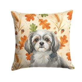 Grey and White Tibetan Spaniel Heirloom Fall Throw Pillow Decorative Indoor Outdoor Accent Cushion for Couch, Bed or Patio, 14Hx14W