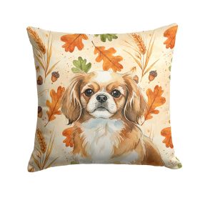 Tibetan Spaniel Heirloom Fall Throw Pillow Decorative Indoor Outdoor Accent Cushion for Couch, Bed or Patio, 14Hx14W