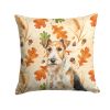 Wire Fox Terrier Heirloom Fall Throw Pillow Decorative Indoor Outdoor Accent Cushion for Couch, Bed or Patio, 14Hx14W