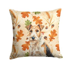 Wire Fox Terrier Heirloom Fall Throw Pillow Decorative Indoor Outdoor Accent Cushion for Couch, Bed or Patio, 14Hx14W