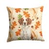 Liver and White Brittany Heirloom Fall Throw Pillow Decorative Indoor Outdoor Accent Cushion for Couch, Bed or Patio, 18Hx18W