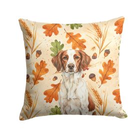 Liver and White Brittany Heirloom Fall Throw Pillow Decorative Indoor Outdoor Accent Cushion for Couch, Bed or Patio, 18Hx18W