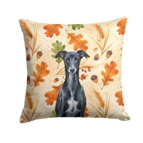 Black Whippet Heirloom Fall Throw Pillow Decorative Indoor Outdoor Accent Cushion for Couch, Bed or Patio, 14Hx14W