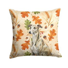 Brindle Whippet Heirloom Fall Throw Pillow Decorative Indoor Outdoor Accent Cushion for Couch, Bed or Patio, 14Hx14W