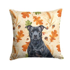 Black American Staffordshire Terrier Heirloom Fall Throw Pillow Decorative Indoor Outdoor Accent Cushion for Couch, Bed or Patio, 18Hx18W