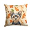 Black and Tan Yorkshire Terrier Heirloom Fall Throw Pillow Decorative Indoor Outdoor Accent Cushion for Couch, Bed or Patio, 14Hx14W