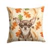 Chocolate Chihuahua Heirloom Fall Throw Pillow Decorative Indoor Outdoor Accent Cushion for Couch, Bed or Patio, 18Hx18W