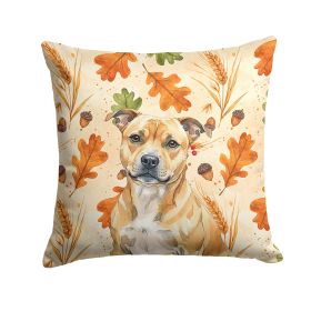 Fawn Staffordshire Bull Terrier Heirloom Fall Throw Pillow Decorative Indoor Outdoor Accent Cushion for Couch, Bed or Patio, 14Hx14W