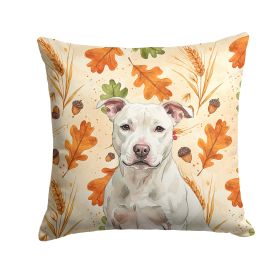 White Staffordshire Bull Terrier Heirloom Fall Throw Pillow Decorative Indoor Outdoor Accent Cushion for Couch, Bed or Patio, 14Hx14W