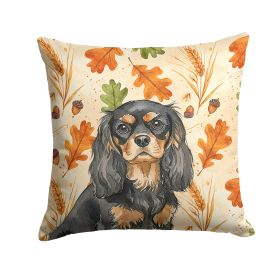 Black and Tan Cavalier Spaniel Heirloom Fall Throw Pillow Decorative Indoor Outdoor Accent Cushion for Couch, Bed or Patio, 18Hx18W