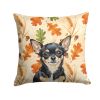 Black and Tan Chihuahua Heirloom Fall Throw Pillow Decorative Indoor Outdoor Accent Cushion for Couch, Bed or Patio, 14Hx14W