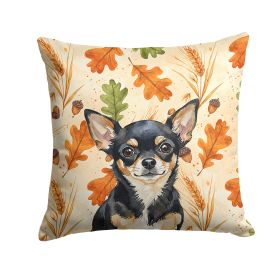 Black and Tan Chihuahua Heirloom Fall Throw Pillow Decorative Indoor Outdoor Accent Cushion for Couch, Bed or Patio, 14Hx14W