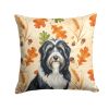 Black Bearded Collie Heirloom Fall Throw Pillow Decorative Indoor Outdoor Accent Cushion for Couch, Bed or Patio, 14Hx14W