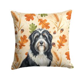 Black Bearded Collie Heirloom Fall Throw Pillow Decorative Indoor Outdoor Accent Cushion for Couch, Bed or Patio, 14Hx14W
