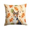 Tricolor and White Basenji Heirloom Fall Throw Pillow Decorative Indoor Outdoor Accent Cushion for Couch, Bed or Patio, 14Hx14W