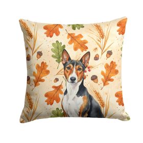 Tricolor and White Basenji Heirloom Fall Throw Pillow Decorative Indoor Outdoor Accent Cushion for Couch, Bed or Patio, 14Hx14W