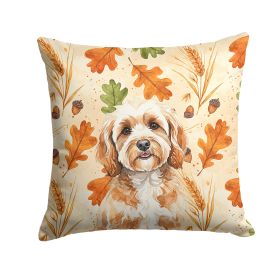 Cavapoo Heirloom Fall Throw Pillow Decorative Indoor Outdoor Accent Cushion for Couch, Bed or Patio, 14Hx14W