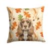 Chocolate Cocker Spaniel Heirloom Fall Throw Pillow Decorative Indoor Outdoor Accent Cushion for Couch, Bed or Patio, 14Hx14W