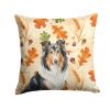 Tricolor Collie Heirloom Fall Throw Pillow Decorative Indoor Outdoor Accent Cushion for Couch, Bed or Patio, 14Hx14W