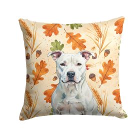 White American Staffordshire Terrier Heirloom Fall Throw Pillow Decorative Indoor Outdoor Accent Cushion for Couch, Bed or Patio, 14Hx14W