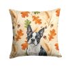 Boston Terrier Heirloom Fall Throw Pillow Decorative Indoor Outdoor Accent Cushion for Couch, Bed or Patio, 14Hx14W