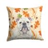 White English Bulldog Heirloom Fall Throw Pillow Decorative Indoor Outdoor Accent Cushion for Couch, Bed or Patio, 14Hx14W