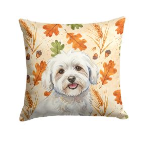Coton de Tulear Heirloom Fall Throw Pillow Decorative Indoor Outdoor Accent Cushion for Couch, Bed or Patio, 14Hx14W