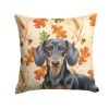 Black and Tan Dachshund Heirloom Fall Throw Pillow Decorative Indoor Outdoor Accent Cushion for Couch, Bed or Patio, 14Hx14W